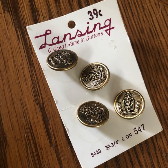 Vintage Other - Vintage Brass Buttons with Lion Crest